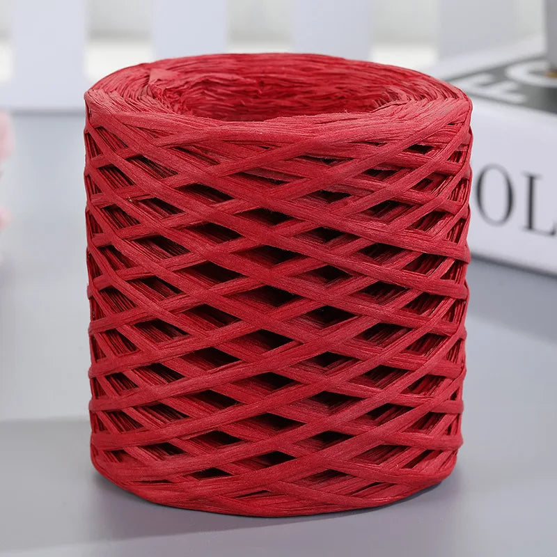 200M Natural Raffia Straw Yarn For Knitting Crocheting Paper Threads DIY Handmade Summer Sunhat Beach Bag Freeshipping