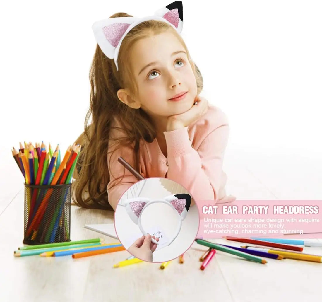 New Gabbys Dollhouse Headband Pink Cat Party Headbands With Cute Ear Cartoon Cosplay Headpiece Halloween Hair Accessories