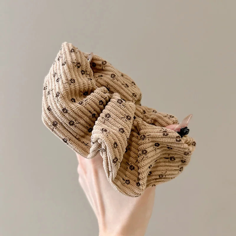 2025 Winter Korea Retro Corduroy Scrunchie Women Girl Elastic Hair Rubber Band Accessories Tie Hair Ring Rope Headdress Headwear