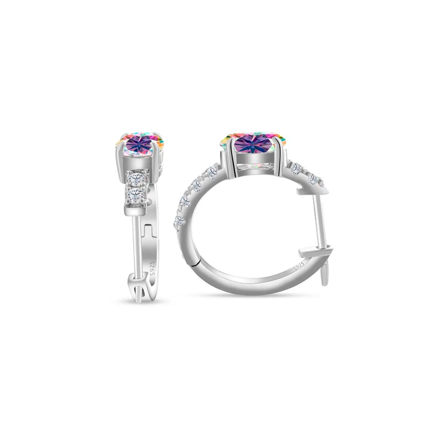 D Color 1ct Moissanite Oval Hoop Earrings – S925 Sterling Silver, VVS1, Excellent Cut