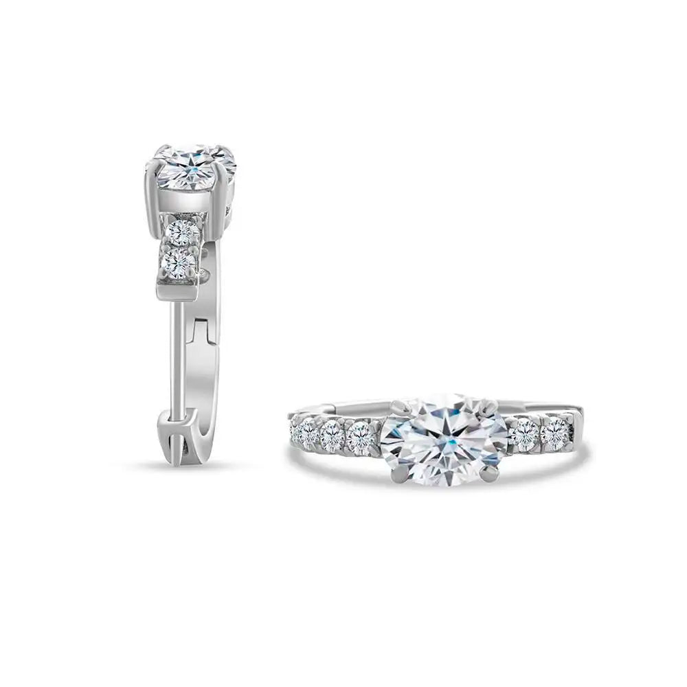 D Color 1ct Moissanite Oval Hoop Earrings – S925 Sterling Silver, VVS1, Excellent Cut