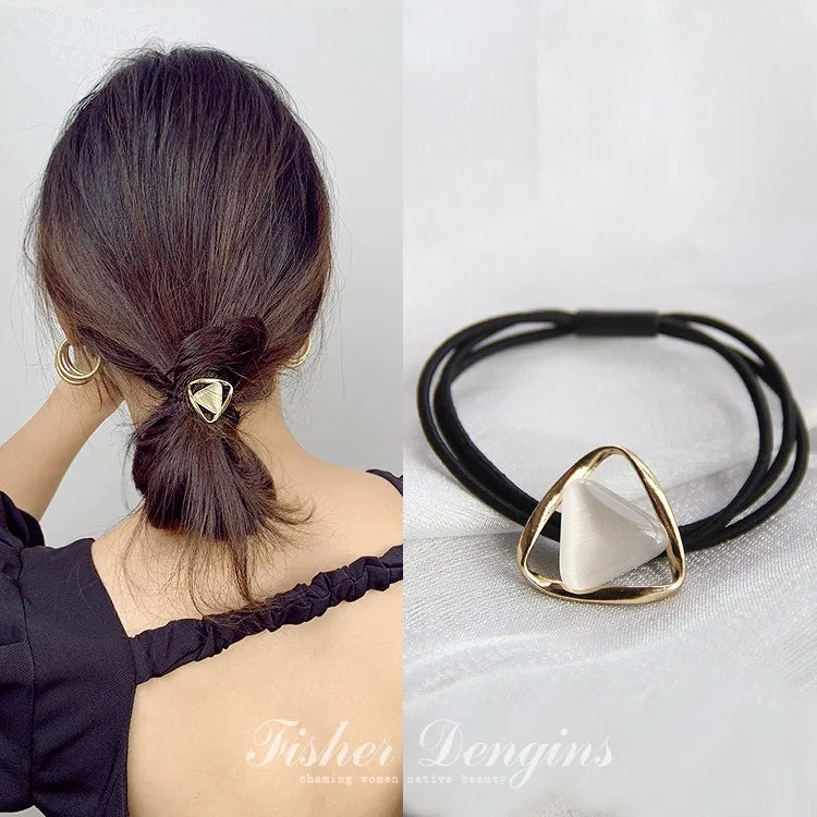 Korean Style Rhinestone & Alloy Decorative Elastic Hair Bands – Fashion Hair Ropes for Women