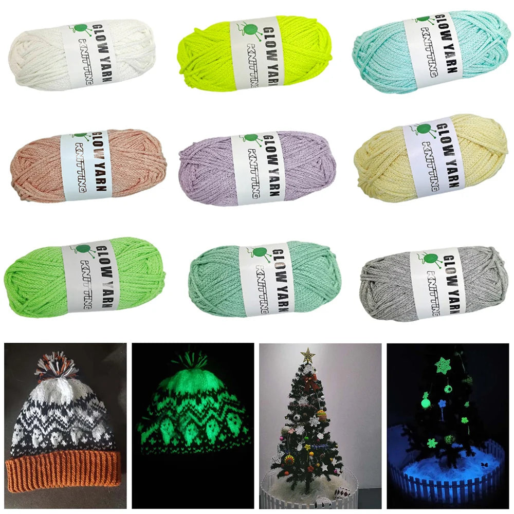 Functional Luminous Yarn Knitting Wool Yarn Glow In The Dark Luminous Cotton Yarn Crochet Sweater Hat Scarf Hand Knitting Tools