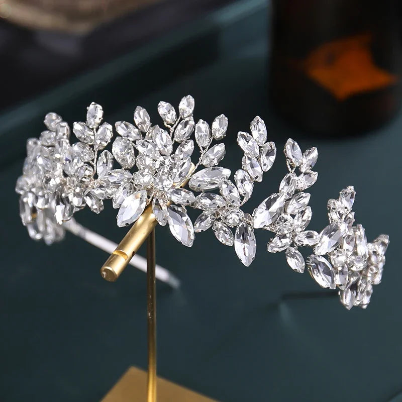 Handmade Crystal Crown Tiara – Bridal Rhinestone Wedding Headpiece