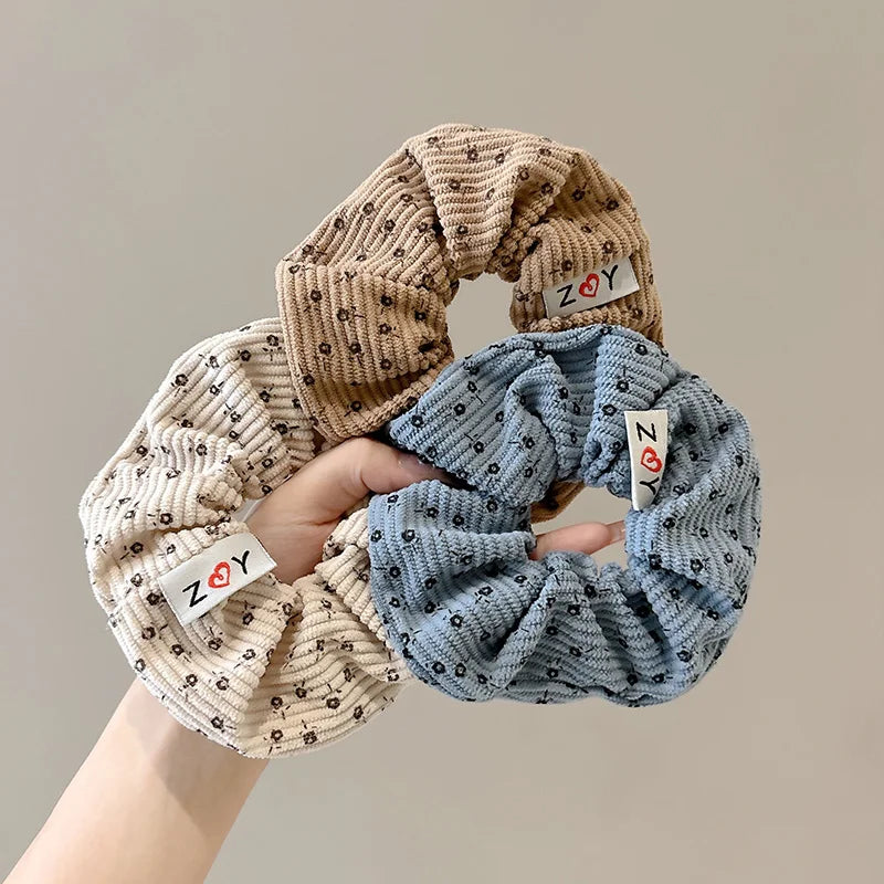 2025 Winter Korea Retro Corduroy Scrunchie Women Girl Elastic Hair Rubber Band Accessories Tie Hair Ring Rope Headdress Headwear
