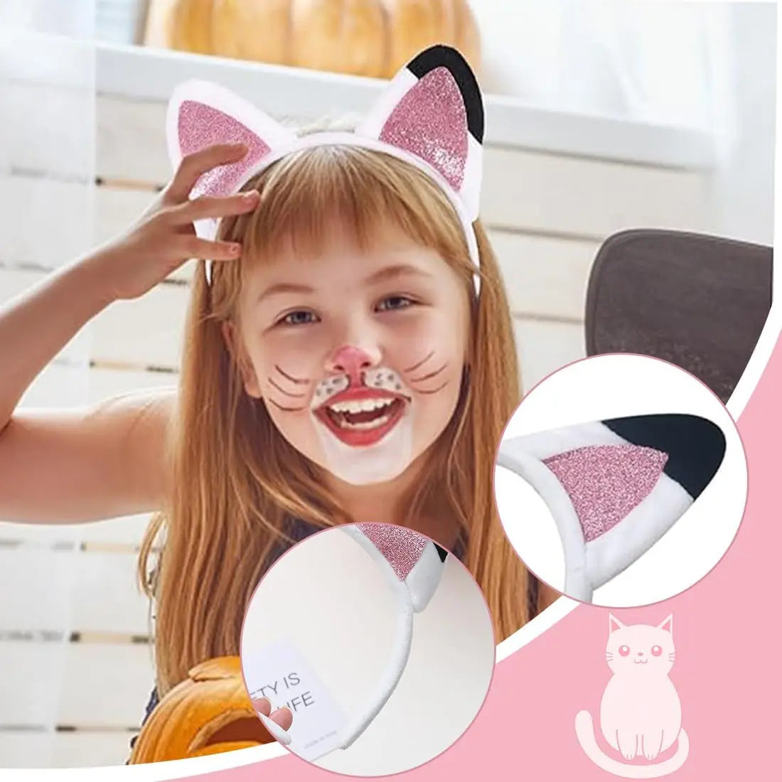 New Gabbys Dollhouse Headband Pink Cat Party Headbands With Cute Ear Cartoon Cosplay Headpiece Halloween Hair Accessories