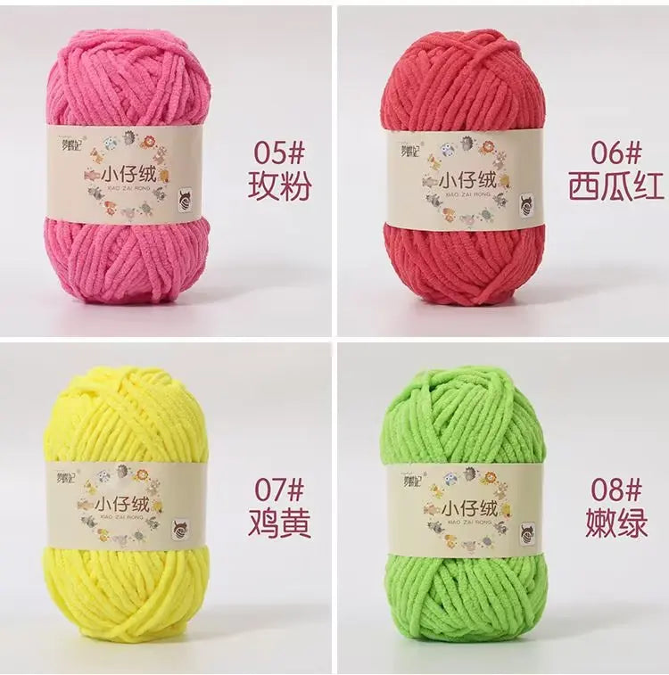 50g Thick Velvet Yarn, Handmade DIY Knitting Yarn, Wool Thread, Baby Scarf and Hat, Soft Chenille Yarn for Knitting