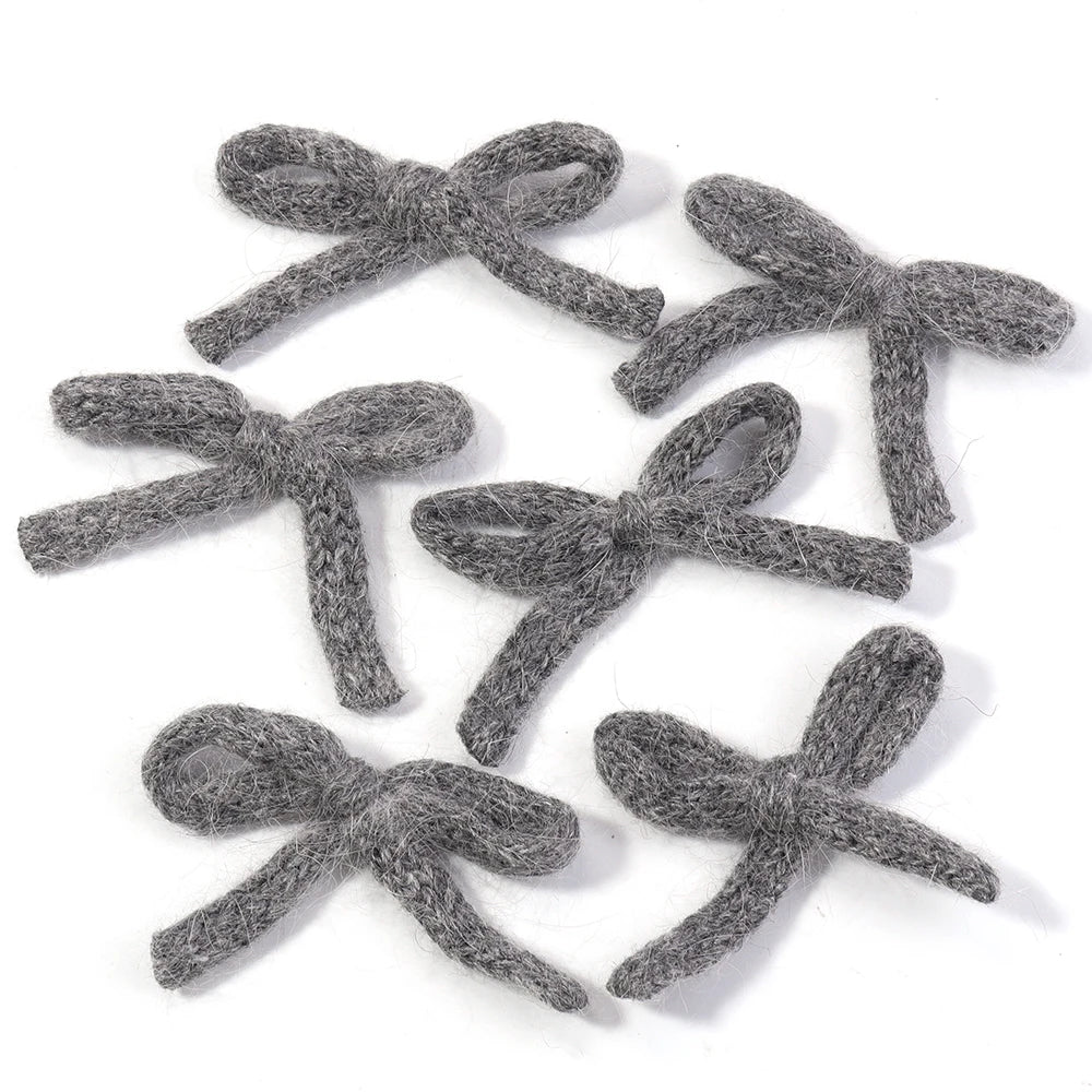 Knitted Wool Double-Layer Bow Set (6pcs) – Soft DIY Hair Accessories for Girls & Women