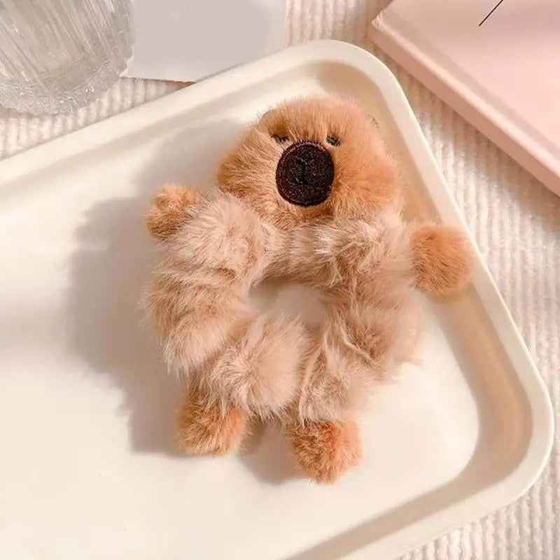 Fun Hair Tie Capybara Furry Scrunchies for Party Headwear for Vacation Travel