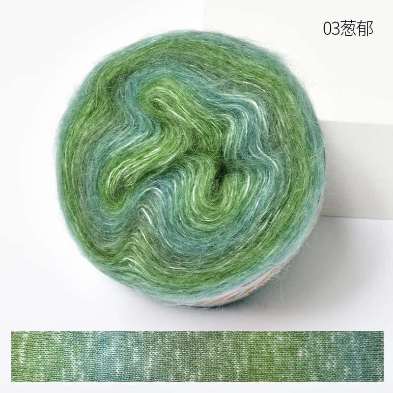 250M Rainbow Gradient Color Cake Yarn Organic Cotton Blend Yarn DIY Spring/Summer Crochet Skirt Lace Line Hand-Woven Soft Yarn