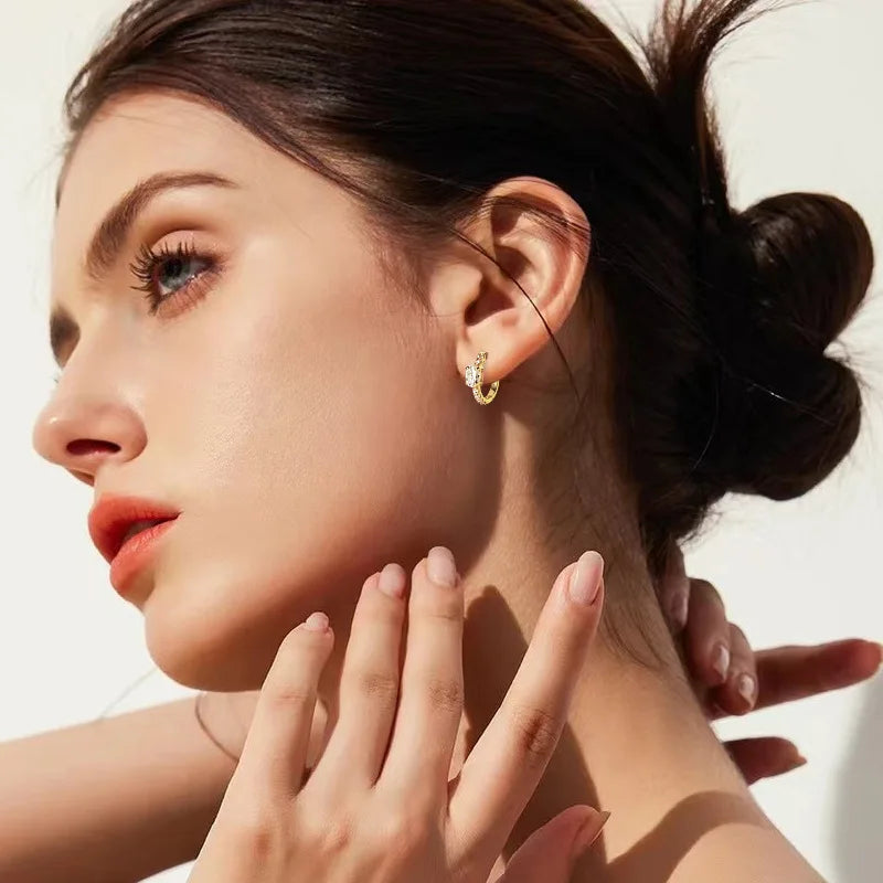 D Color 1ct Moissanite Oval Hoop Earrings – S925 Sterling Silver, VVS1, Excellent Cut