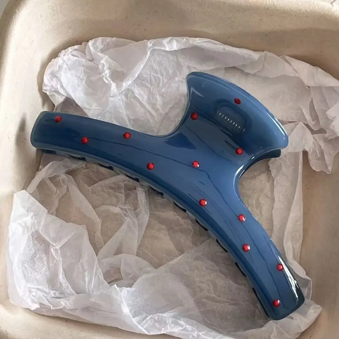 2pcs Women Vintage Red Polka Dot Ribbon Bow Shark Clip Hairpin Hair Claw Crab Barrettes Elegant Headwear Hair Accessories Gift