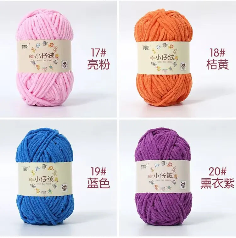 50g Thick Velvet Yarn, Handmade DIY Knitting Yarn, Wool Thread, Baby Scarf and Hat, Soft Chenille Yarn for Knitting