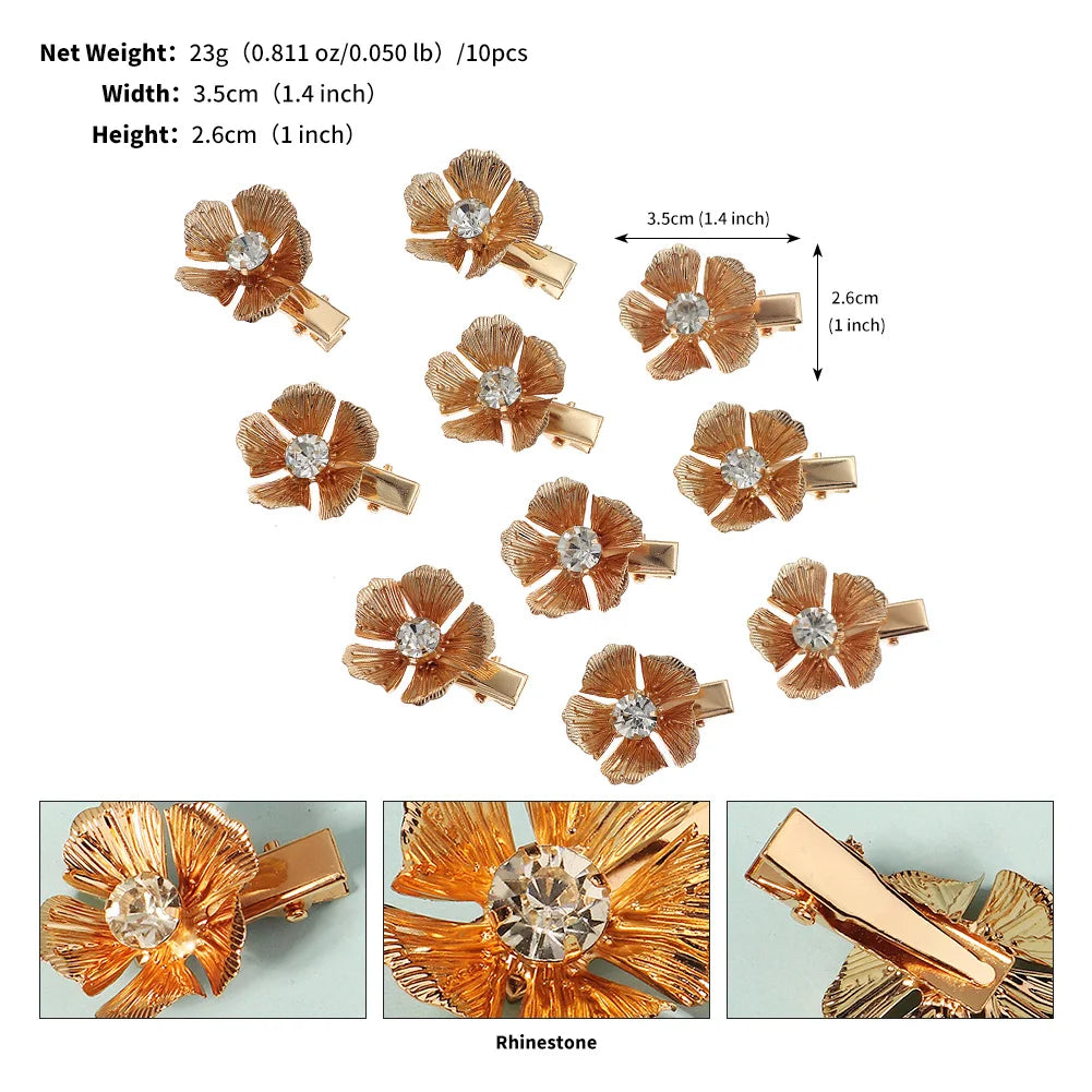 10Pce Flower Crystal Hair Clips For Women Hairpins Girls Side Bangs Clips Flower Barrette Hawaiian Wedding Party Bag Hat Accesso