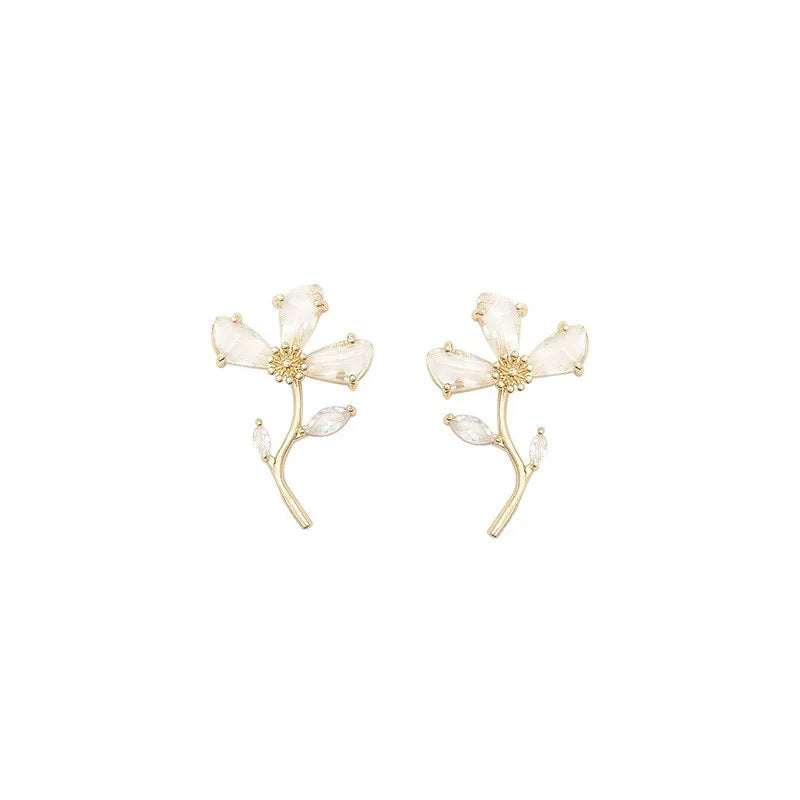 Black Friday Deal $1.70 +~ - Gold Crystal Branch Stud Earrings – CZ Flower Vine Statement Earrings for Women