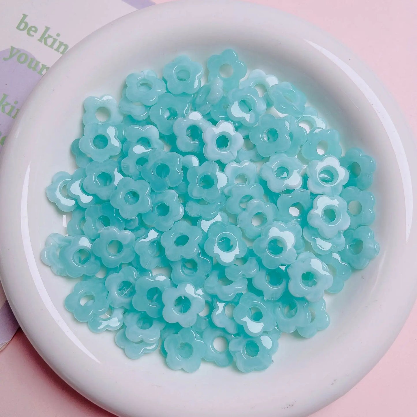 50pc 14mm Acrylic Multicolor Flower Beads For Hairpin Jewelry Making Accessories Resin Charms  Pendant DIY Handmade Material