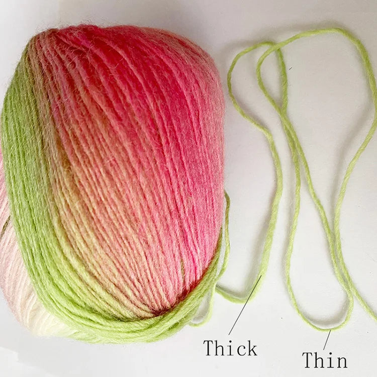 50g Rainbow 100% Pure Wool Yarn,Long Dyed Gradient Knitting Yarn,DIY Shawl Sweater Scarf Clothing Crochet Thread Hand Woven Gift