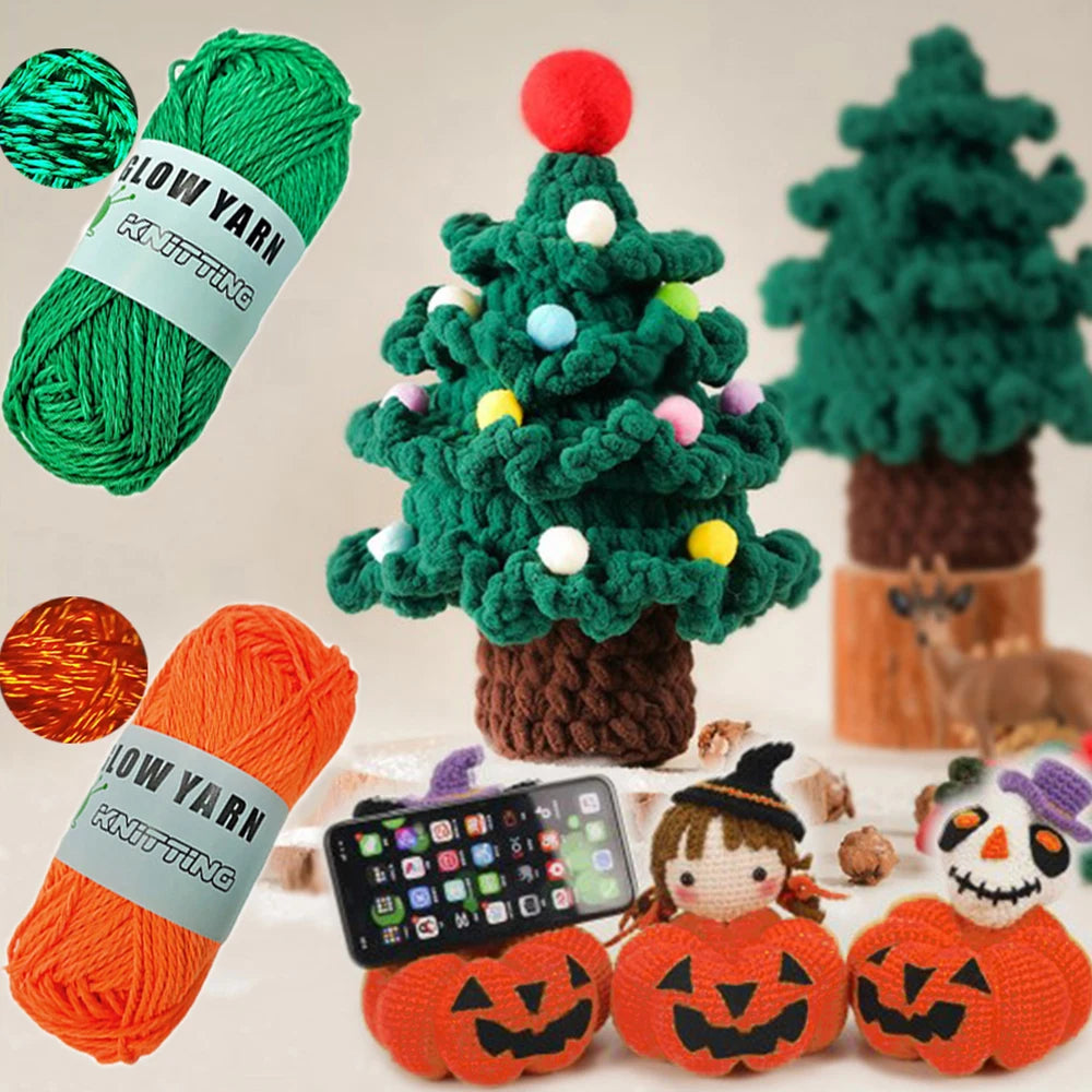 Functional Luminous Yarn Knitting Wool Yarn Glow In The Dark Luminous Cotton Yarn Crochet Sweater Hat Scarf Hand Knitting Tools