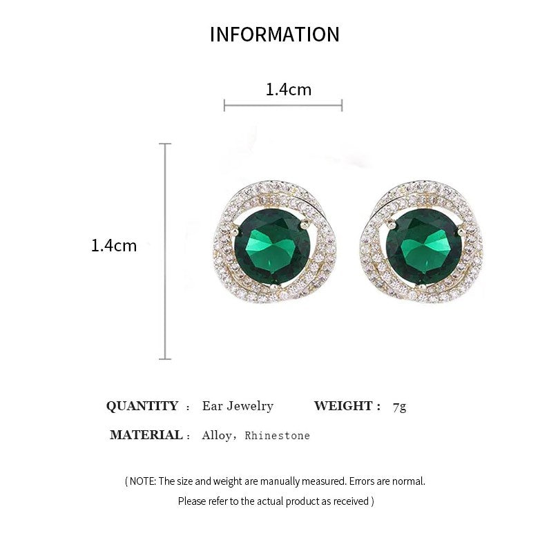 Classic Emerald Green Crystal Stud Earrings – Vintage Halo Round Design