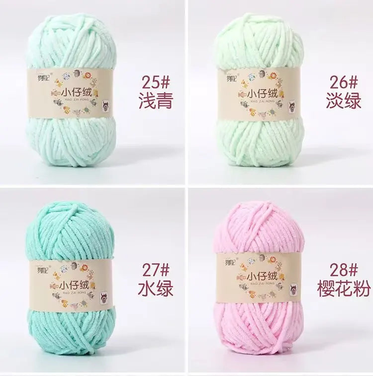 50g Thick Velvet Yarn, Handmade DIY Knitting Yarn, Wool Thread, Baby Scarf and Hat, Soft Chenille Yarn for Knitting