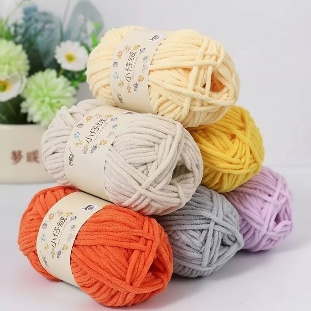 50g Thick Velvet Yarn, Handmade DIY Knitting Yarn, Wool Thread, Baby Scarf and Hat, Soft Chenille Yarn for Knitting