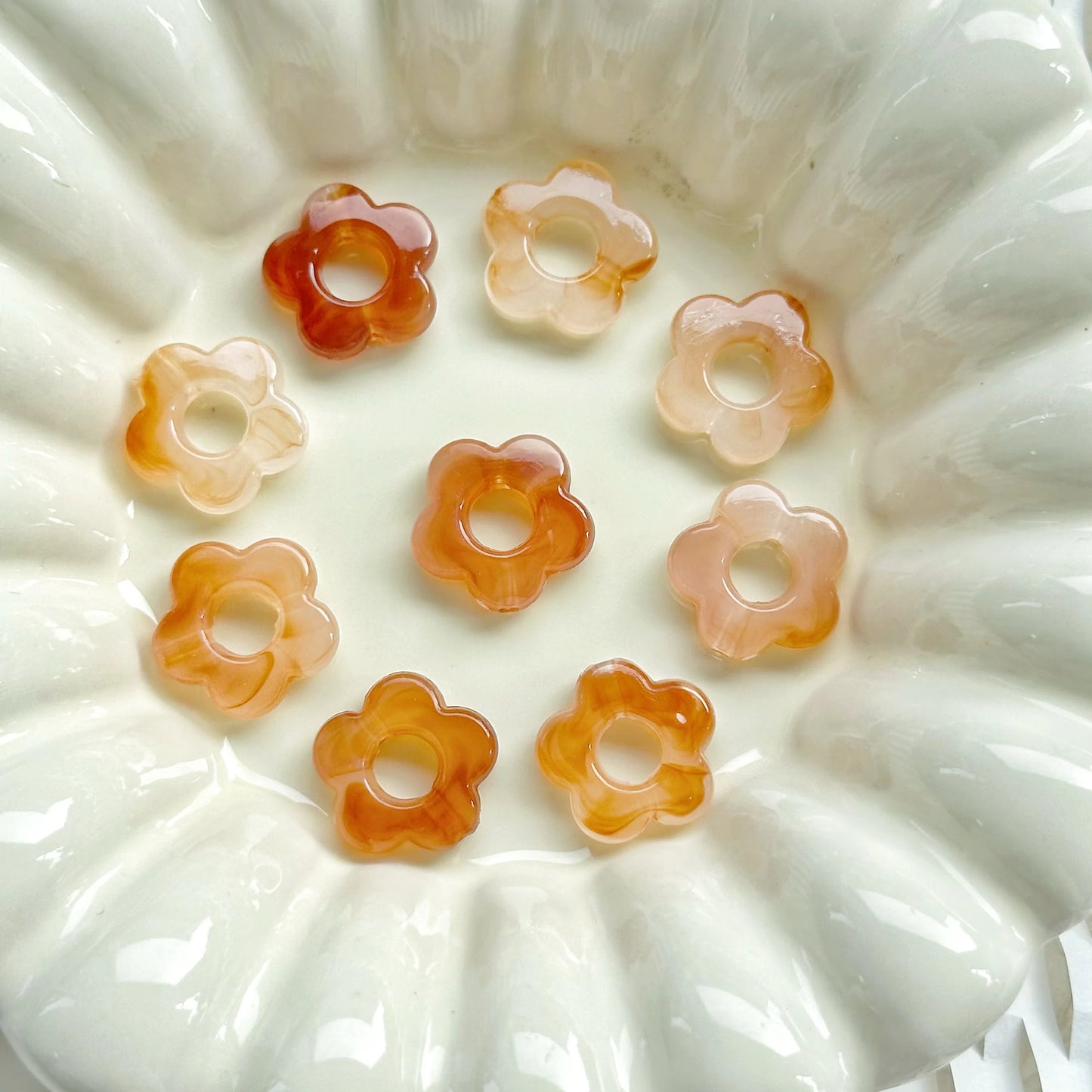 50pc 14mm Acrylic Multicolor Flower Beads For Hairpin Jewelry Making Accessories Resin Charms  Pendant DIY Handmade Material