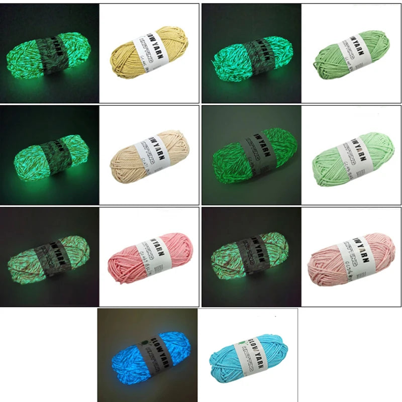 Functional Luminous Yarn Knitting Wool Yarn Glow In The Dark Luminous Cotton Yarn Crochet Sweater Hat Scarf Hand Knitting Tools