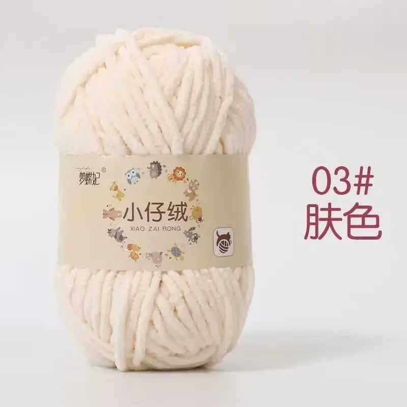 50g Thick Velvet Yarn, Handmade DIY Knitting Yarn, Wool Thread, Baby Scarf and Hat, Soft Chenille Yarn for Knitting