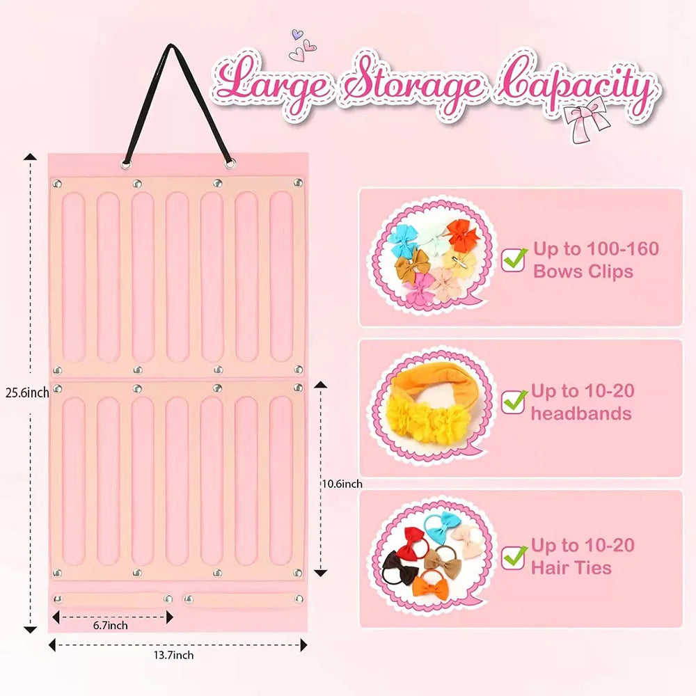 Hair Bows Holder Large Capacity Headband Organizer Wall Hanging Hair Clip Storage Hanger Space Saving Hair Girls Wall Decor