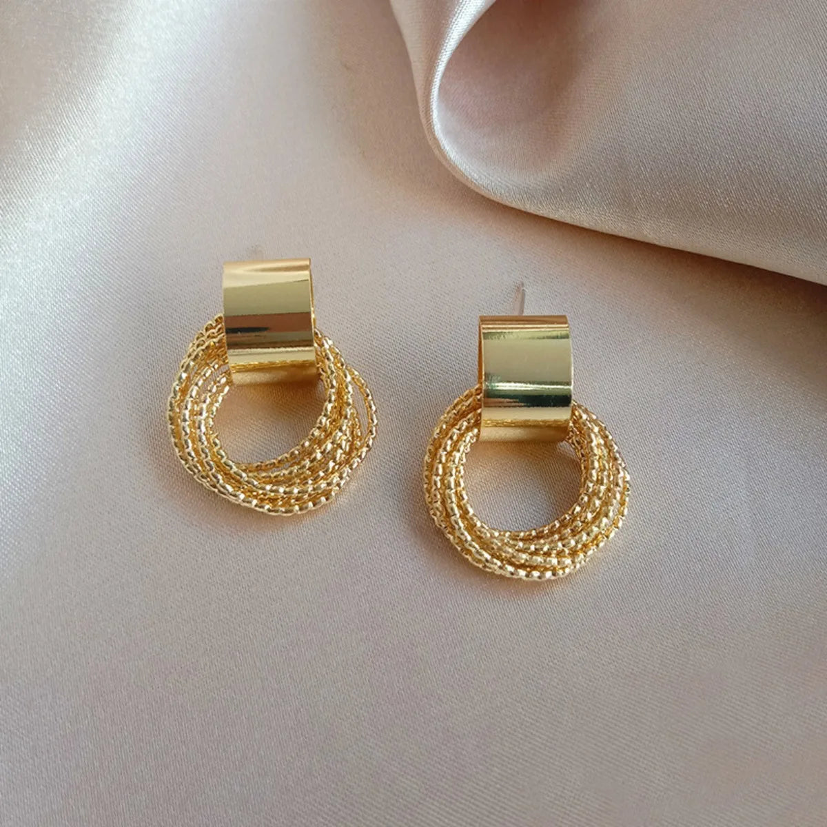 Layered Hoop Drop Earrings – Women’s Fashion Metal Jewelry