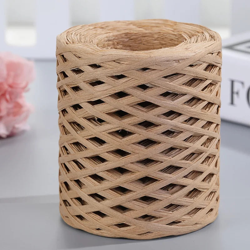 200M Natural Raffia Straw Yarn For Knitting Crocheting Paper Threads DIY Handmade Summer Sunhat Beach Bag Freeshipping