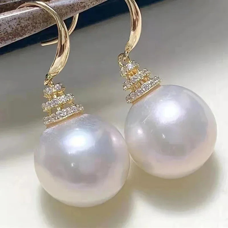 Elegant Zircon Crystal & Simulated Pearl Earrings – Luxury Statement Studs for Women