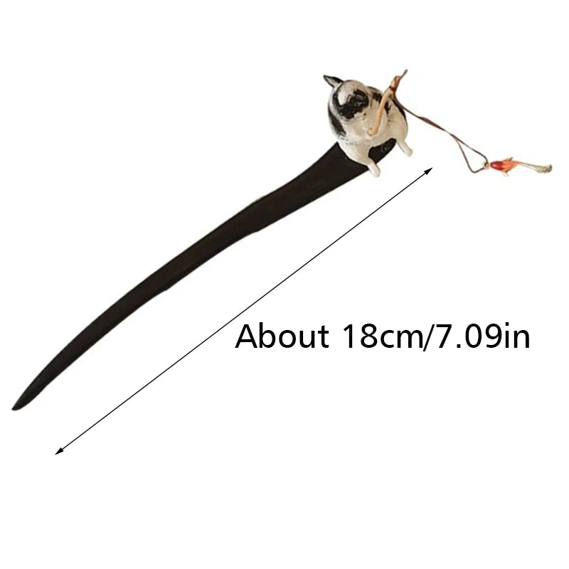 Retro Wooden Hair Stick Hairpin for Women Cute Cat Tassel Hair Clip Chopstick Bun Maker Hanfu Headdress Jewelry Hair Accessories