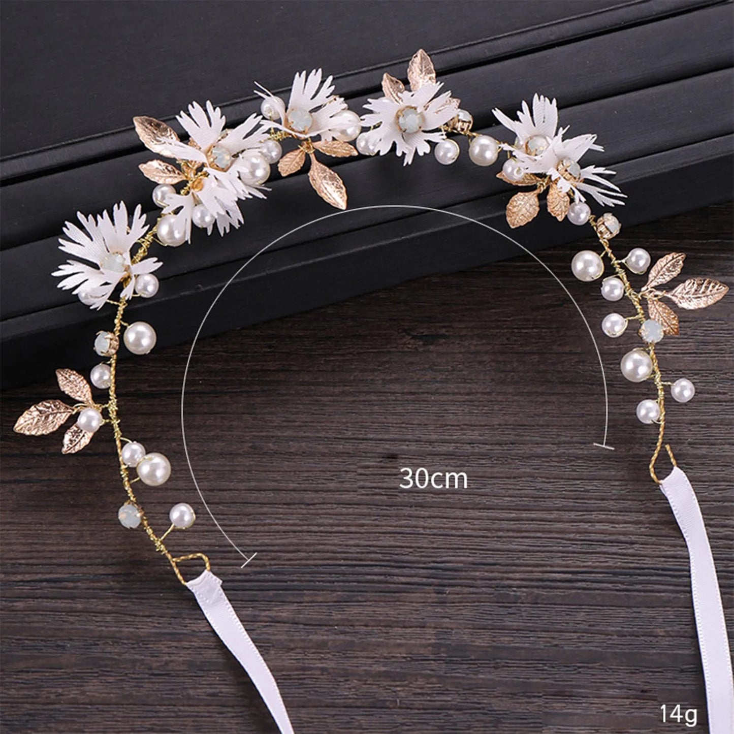 Gold & Silver Leaf Bridal Hairpiece – Faux Pearl Wedding Headband