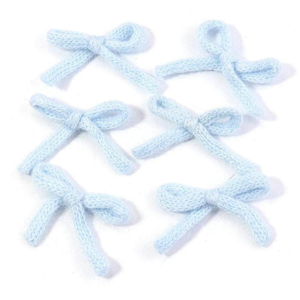 Knitted Wool Double-Layer Bow Set (6pcs) – Soft DIY Hair Accessories for Girls & Women