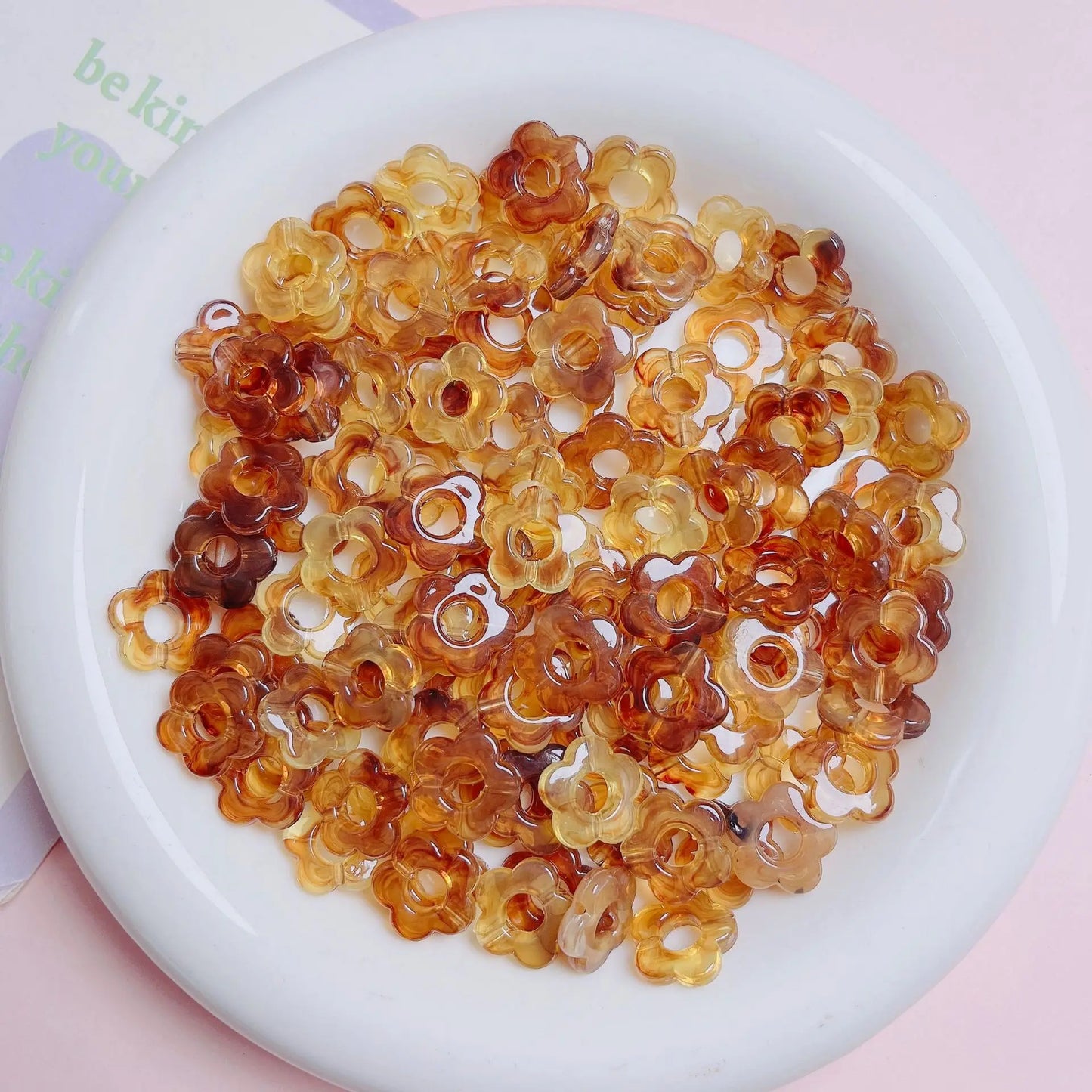 50pc 14mm Acrylic Multicolor Flower Beads For Hairpin Jewelry Making Accessories Resin Charms  Pendant DIY Handmade Material