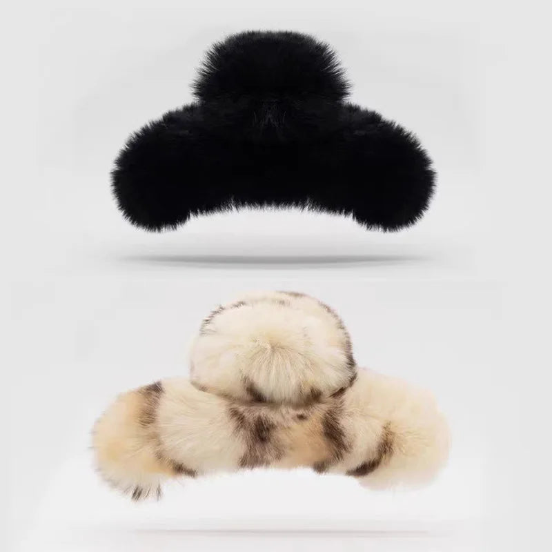 1/2PCS Large plush clip with a high-end feel, autumn and winter furry hair clip, women's temperament, and hair styling