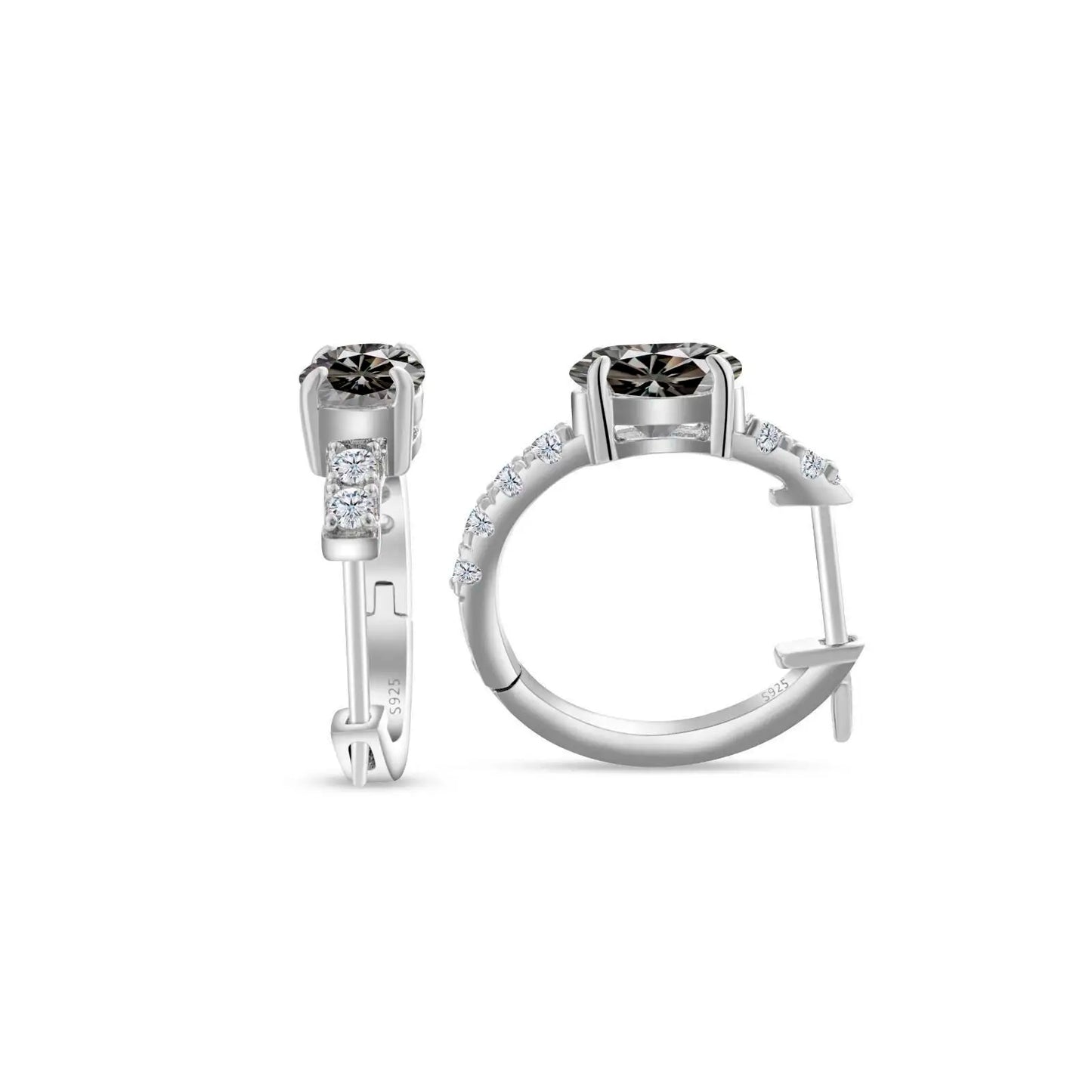 D Color 1ct Moissanite Oval Hoop Earrings – S925 Sterling Silver, VVS1, Excellent Cut