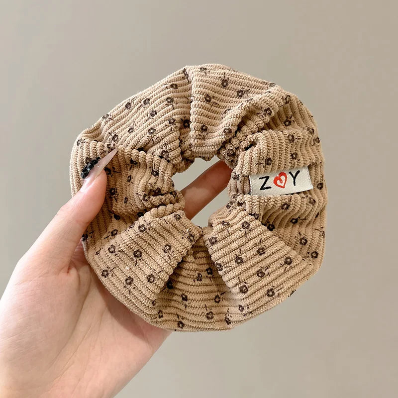 2025 Winter Korea Retro Corduroy Scrunchie Women Girl Elastic Hair Rubber Band Accessories Tie Hair Ring Rope Headdress Headwear