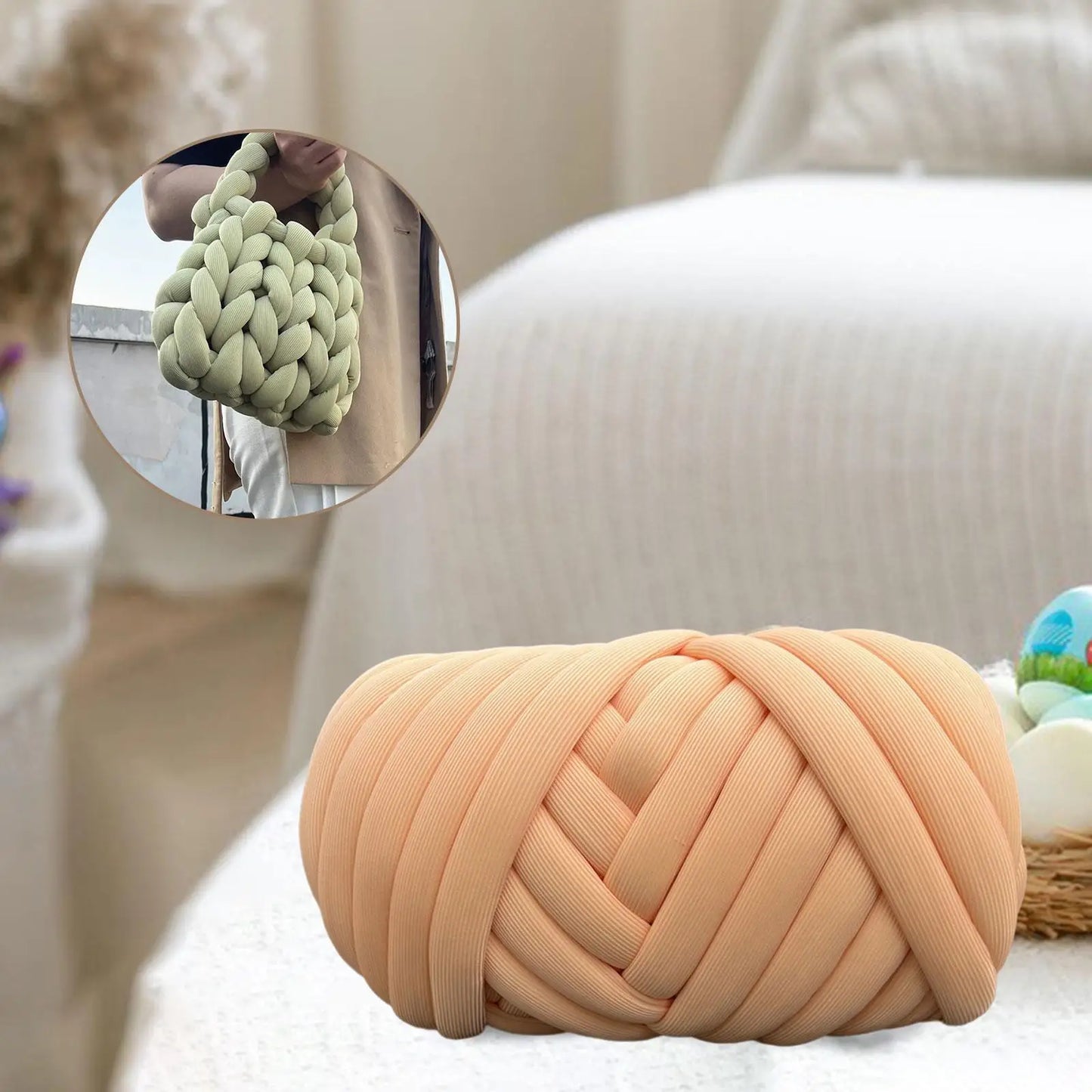 Chunky Yarn Washable Braided Knot 500G Tube Giant Yarn Jumbo Tubular Yarn for Crochet Rug Making Blanket Pillow Throw
