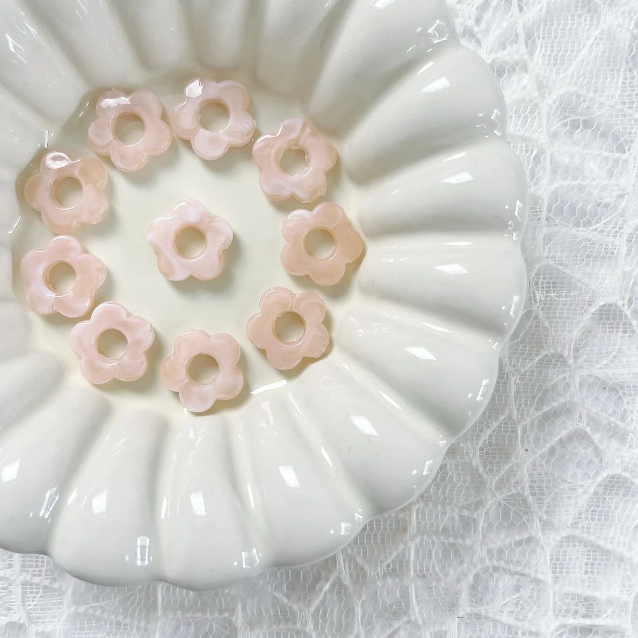 50pc 14mm Acrylic Multicolor Flower Beads For Hairpin Jewelry Making Accessories Resin Charms  Pendant DIY Handmade Material