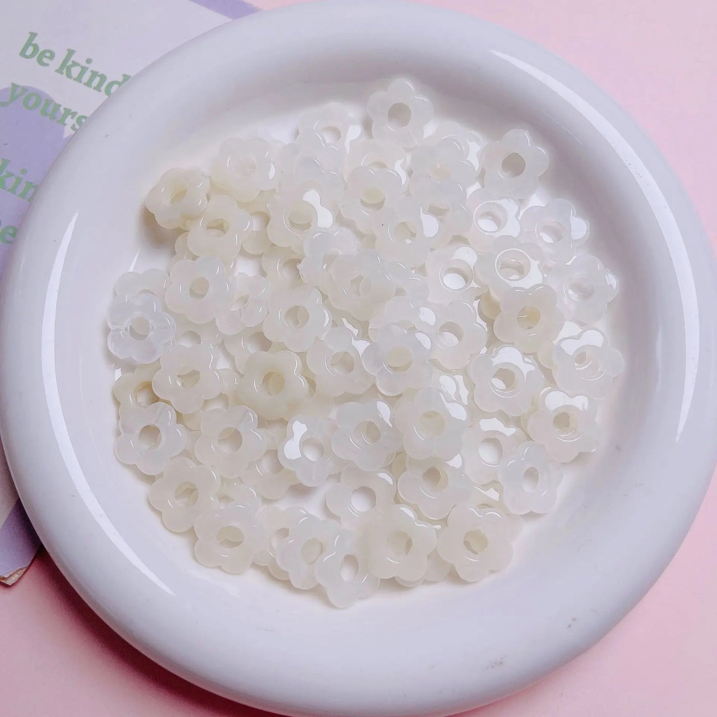 50pc 14mm Acrylic Multicolor Flower Beads For Hairpin Jewelry Making Accessories Resin Charms  Pendant DIY Handmade Material