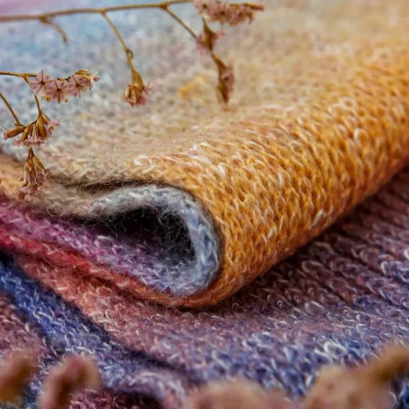 250M Rainbow Gradient Color Cake Yarn Organic Cotton Blend Yarn DIY Spring/Summer Crochet Skirt Lace Line Hand-Woven Soft Yarn