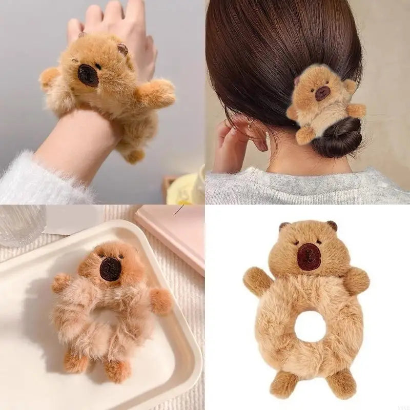 Fun Hair Tie Capybara Furry Scrunchies for Party Headwear for Vacation Travel