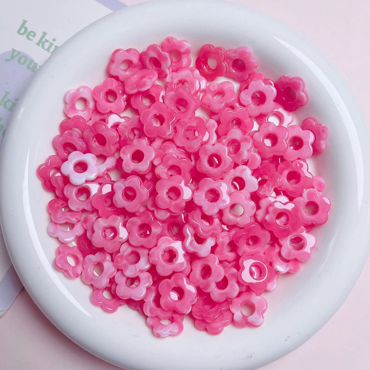 50pc 14mm Acrylic Multicolor Flower Beads For Hairpin Jewelry Making Accessories Resin Charms  Pendant DIY Handmade Material