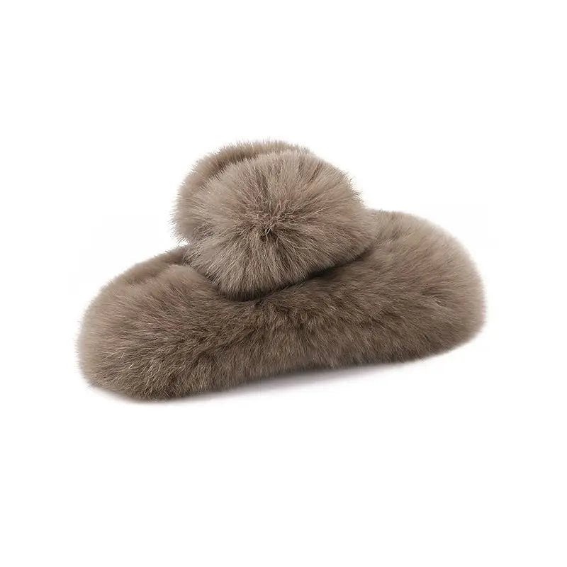 1/2PCS Large plush clip with a high-end feel, autumn and winter furry hair clip, women's temperament, and hair styling