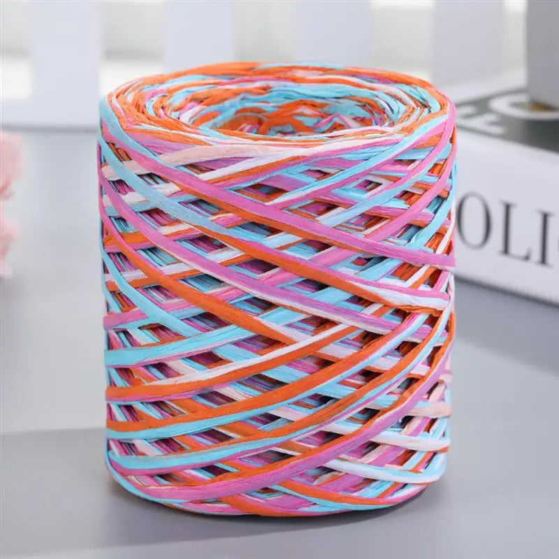 200M Natural Raffia Straw Yarn For Knitting Crocheting Paper Threads DIY Handmade Summer Sunhat Beach Bag Freeshipping