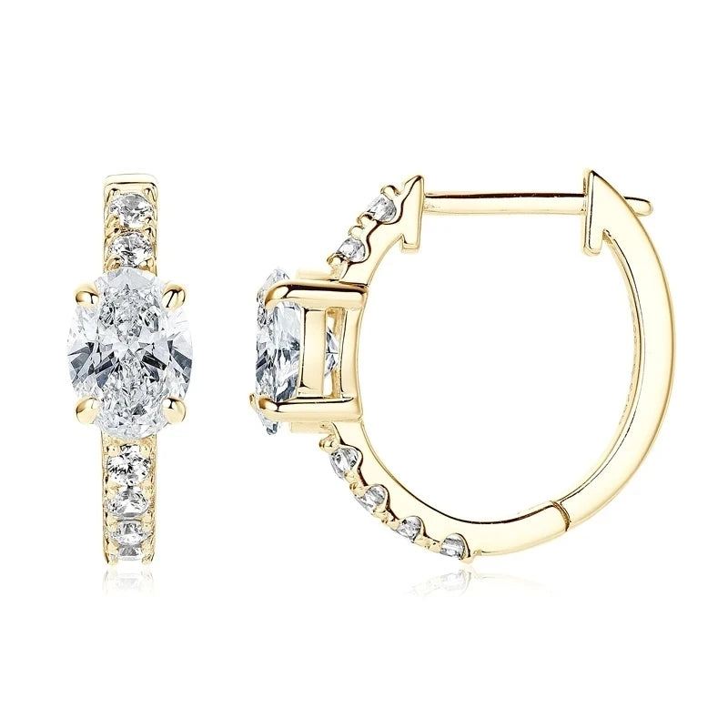 D Color 1ct Moissanite Oval Hoop Earrings – S925 Sterling Silver, VVS1, Excellent Cut