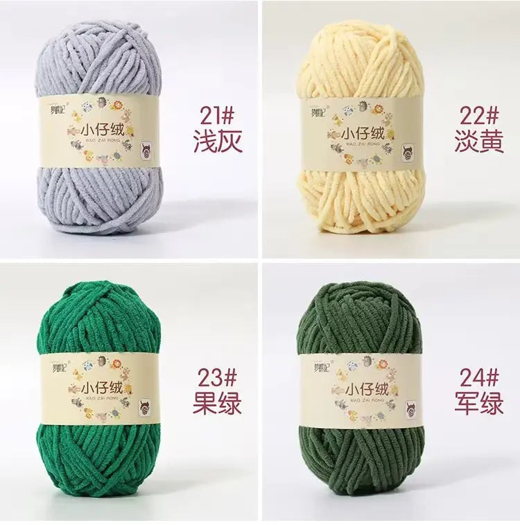 50g Thick Velvet Yarn, Handmade DIY Knitting Yarn, Wool Thread, Baby Scarf and Hat, Soft Chenille Yarn for Knitting