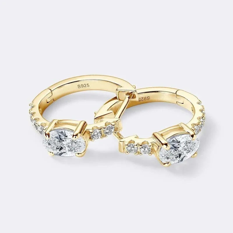 D Color 1ct Moissanite Oval Hoop Earrings – S925 Sterling Silver, VVS1, Excellent Cut